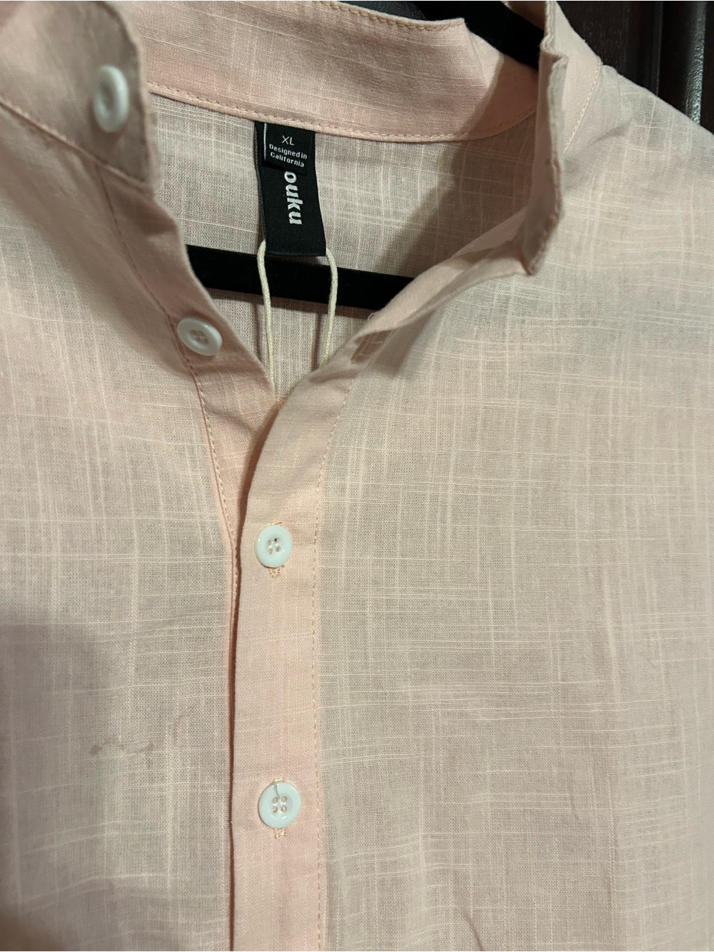 Men’s Soft Light Pink Linen Blend Button-Down Shirt